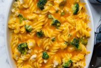 Golden Cheesy Chicken Broccoli Pasta Bake