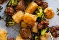 Golden Sheet Pan Gnocchi with Sausage and Broccoli