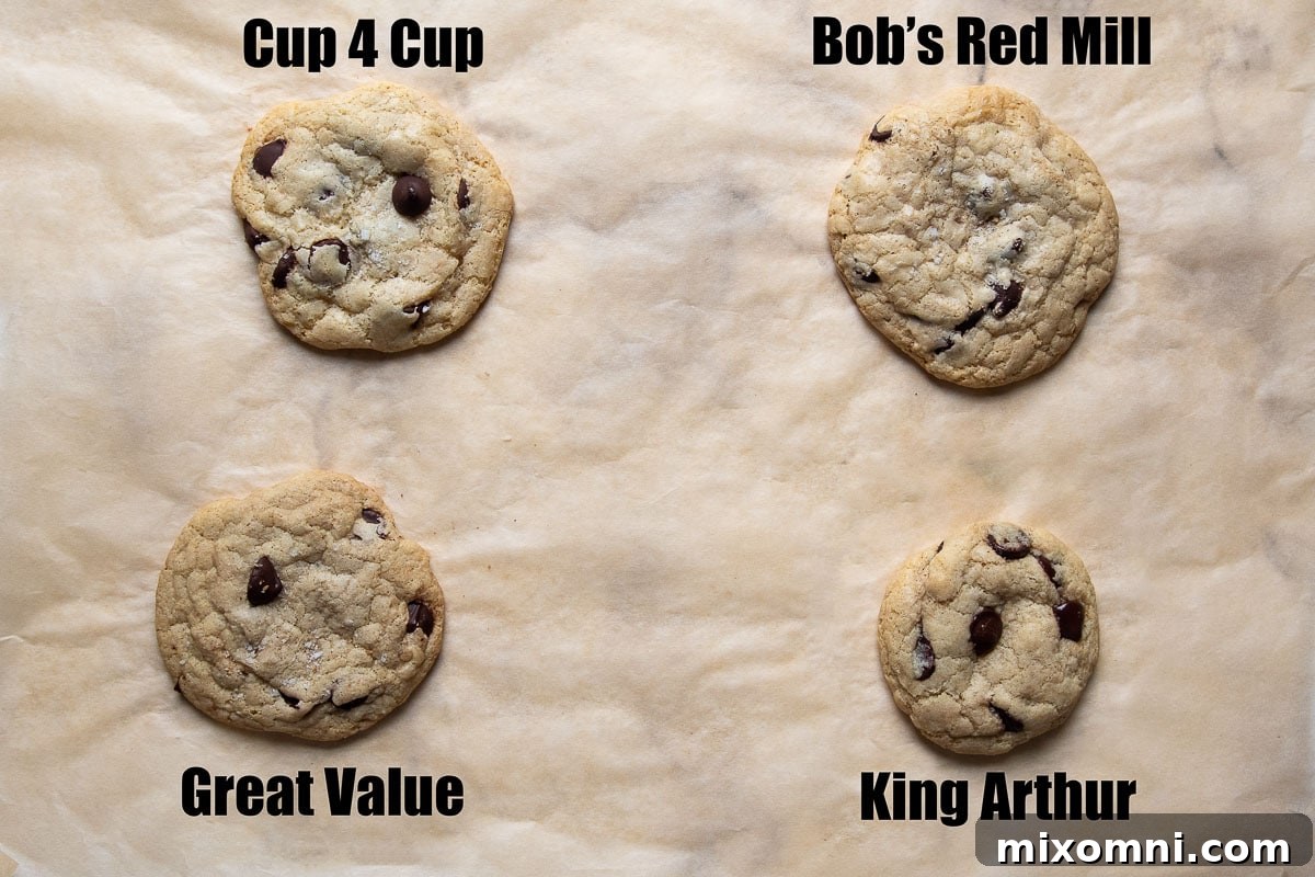 image showing samples of cookies baked with different gluten free flour