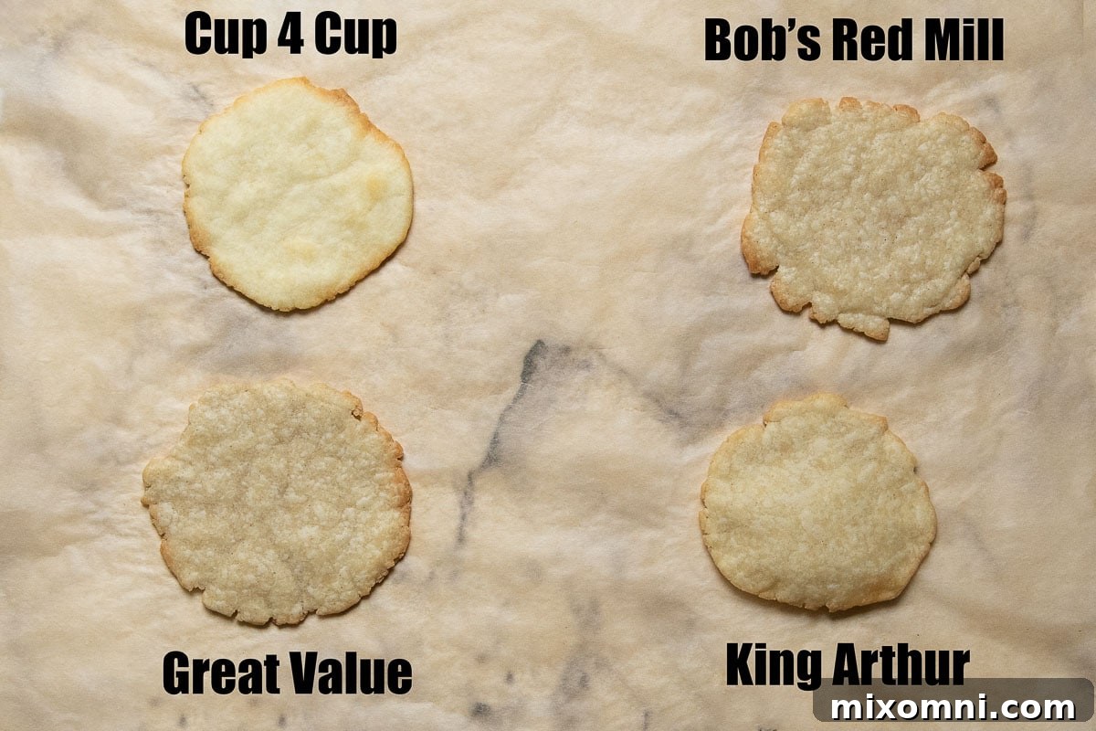 image showing samples of pie crust baked with different gluten free flour
