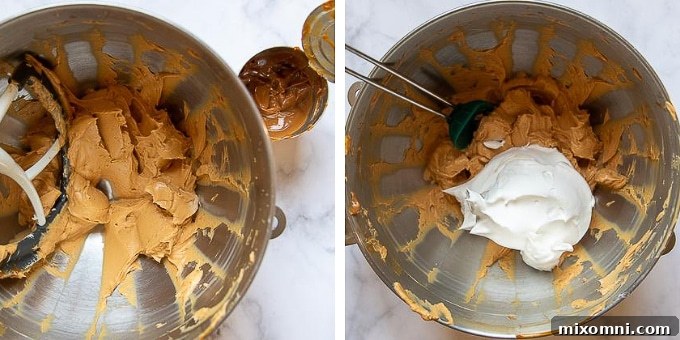 Images showing the preparation process for the smooth and creamy dulce de leche caramel frosting, an essential component of the Banoffee Cake.