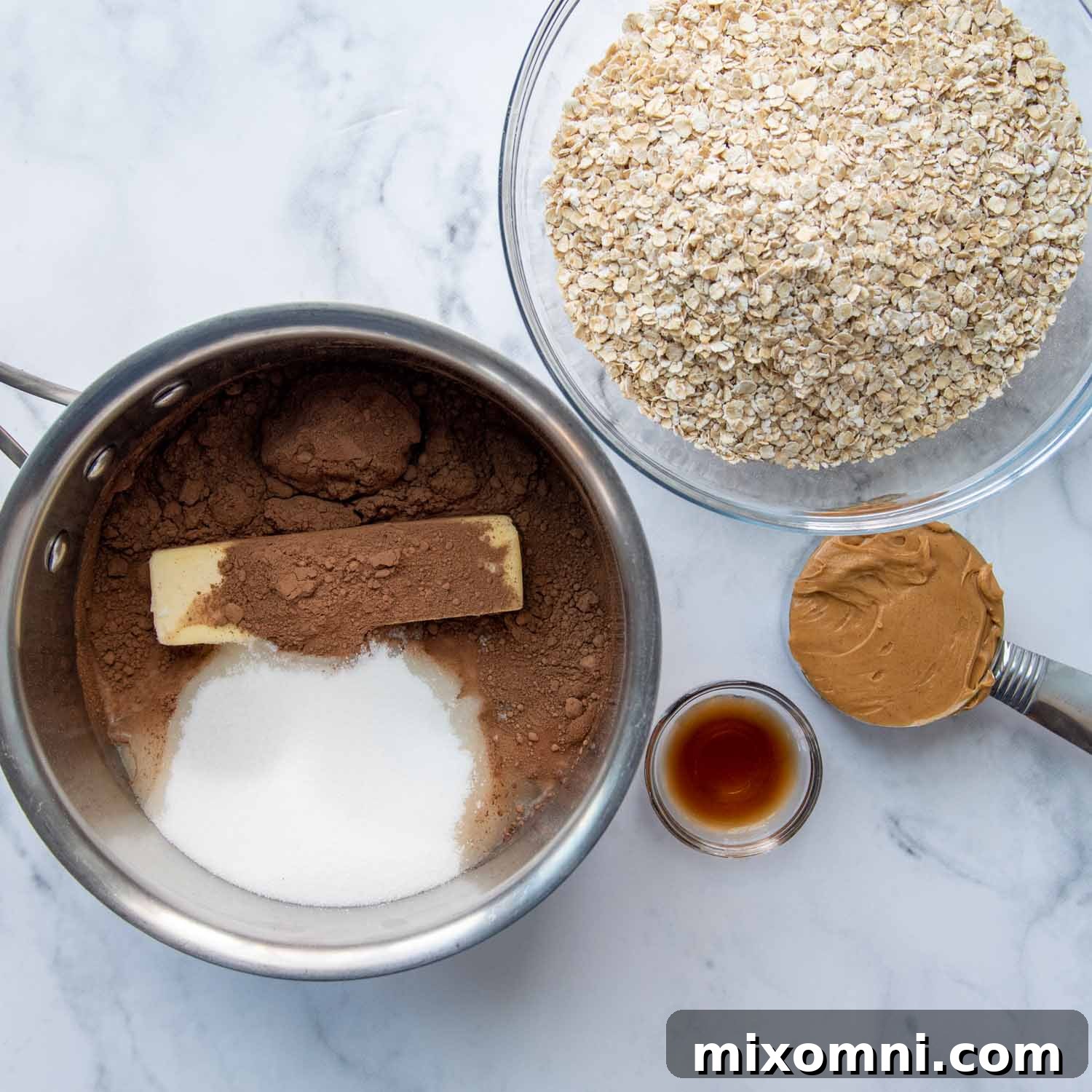 All ingredients prepped and laid out before starting the Preacher Cookie recipe.
