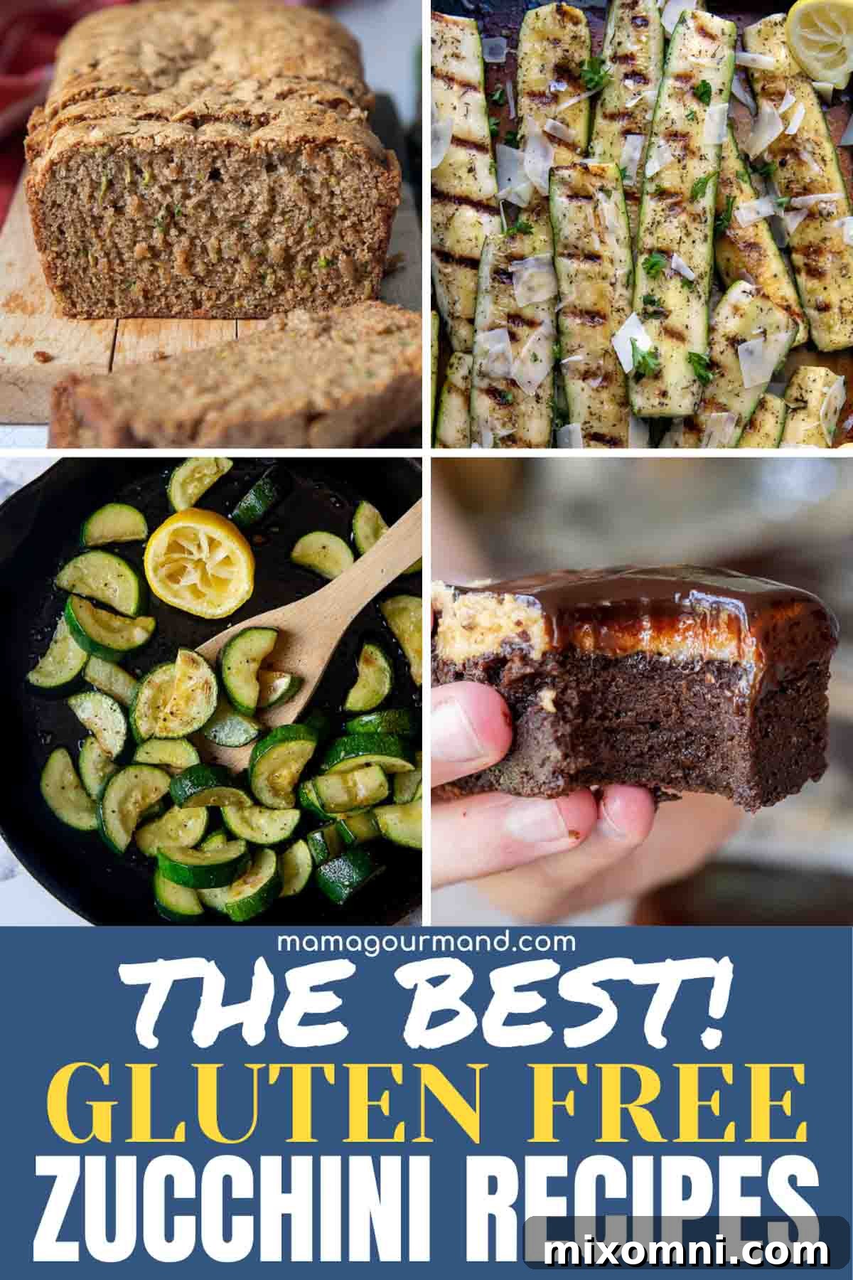 A beautiful spread of various gluten-free zucchini dishes, including golden zucchini bread, savory muffins, and roasted zucchini slices, perfect for breaking out of the usual recipes.