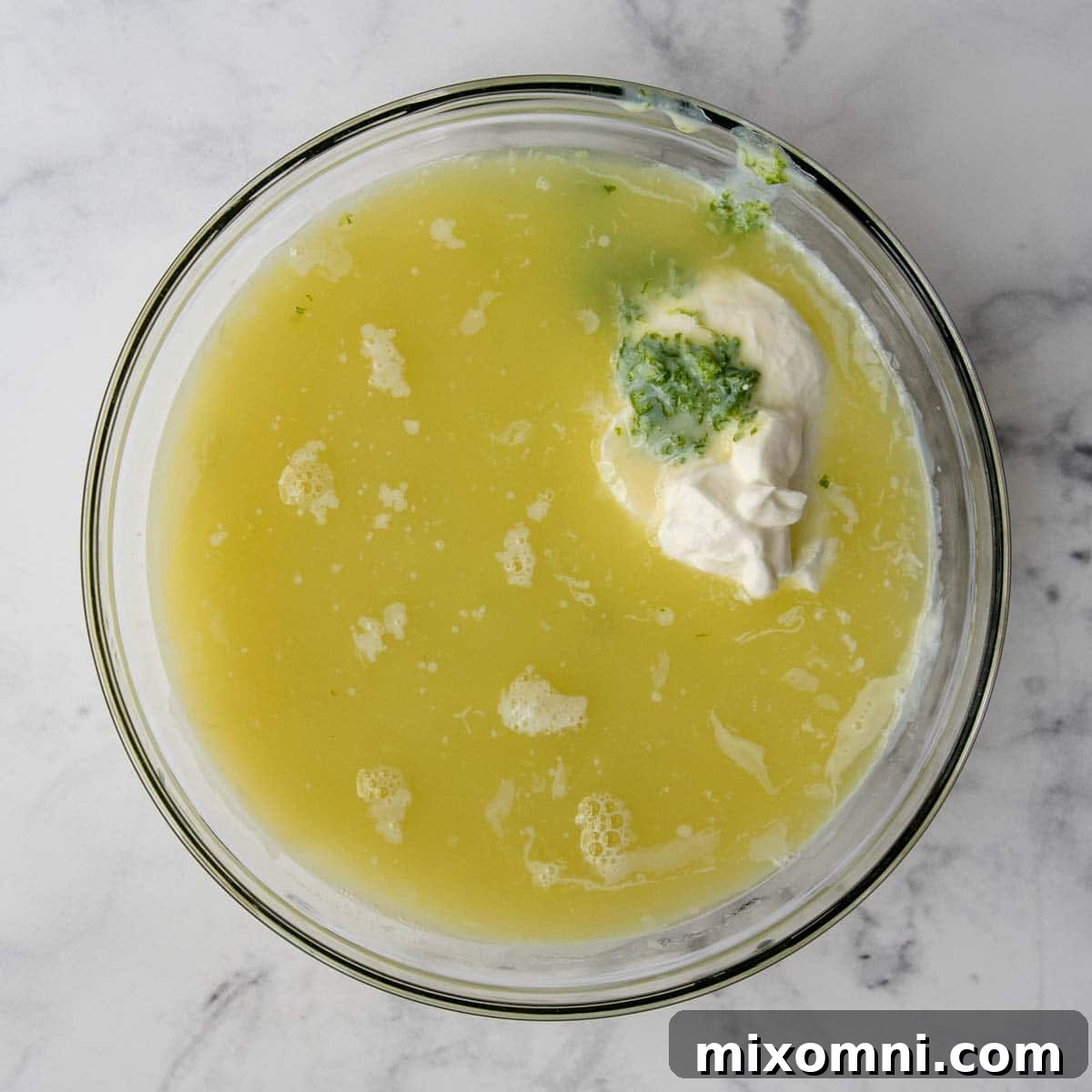 key lime pie filling in a glass bowl