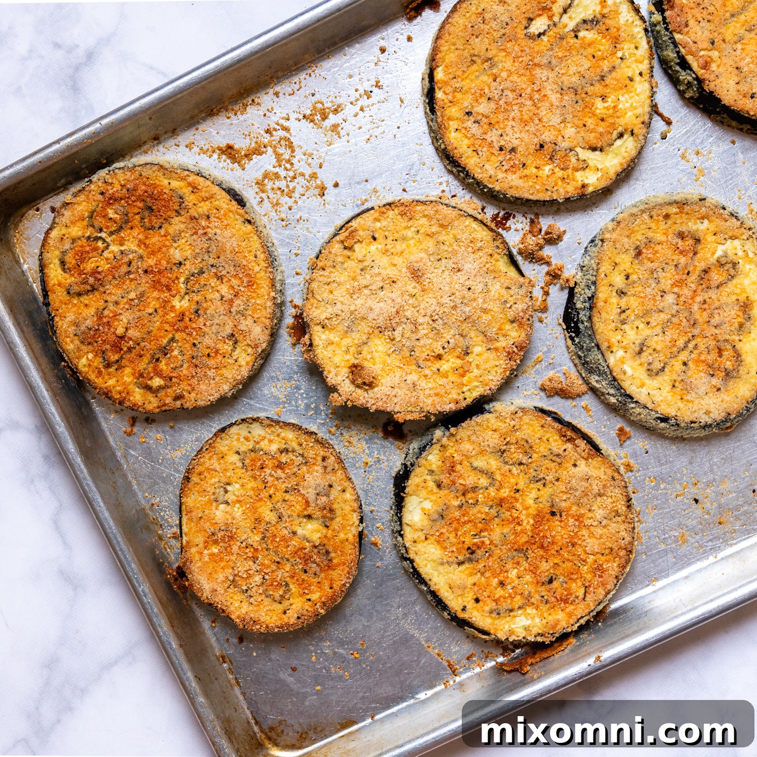 breaded eggplant after baking.