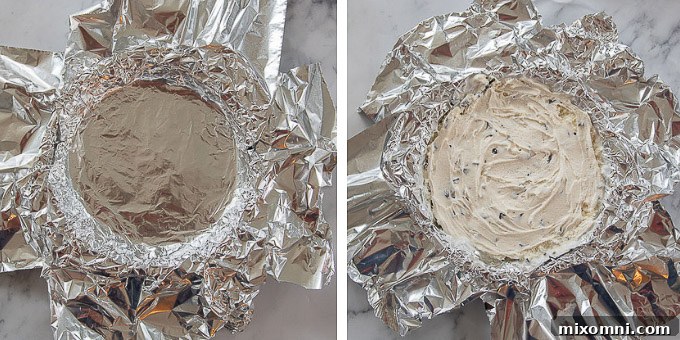 A collection of essential ingredients neatly arranged, ready for making Baked Alaska, including cake layers, ice cream, eggs, sugar, and cornstarch.