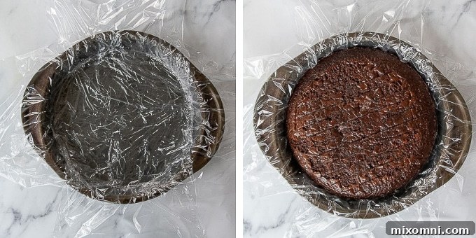 Sequential shots demonstrating the process of layering cake within the Baked Alaska, showing the precise placement for optimal structure.
