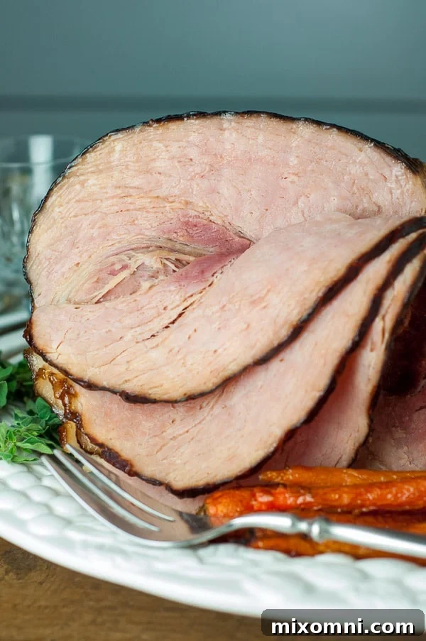 a picture of baked ham showing sides to serve with it