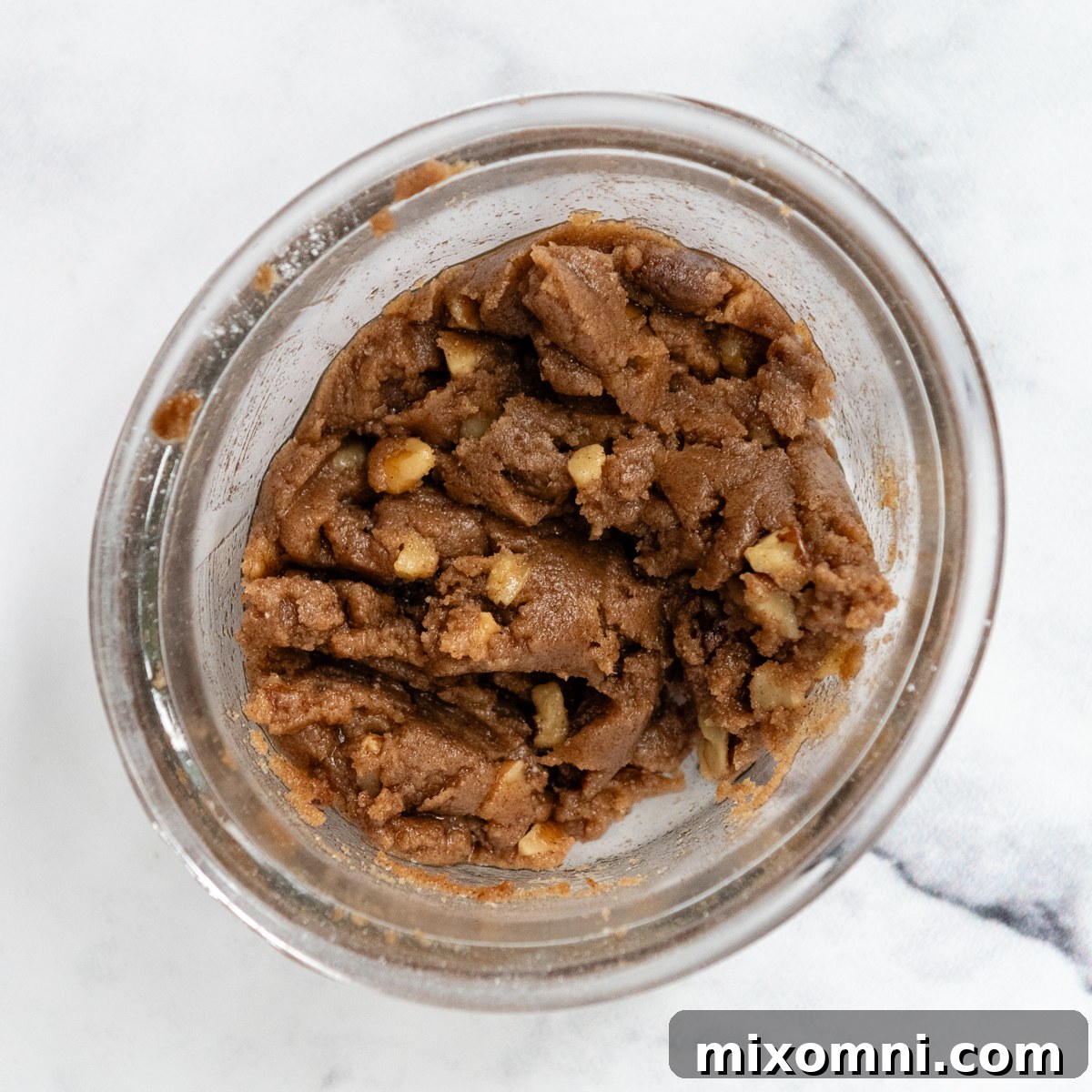 the streusel topping in a small glass bowl.