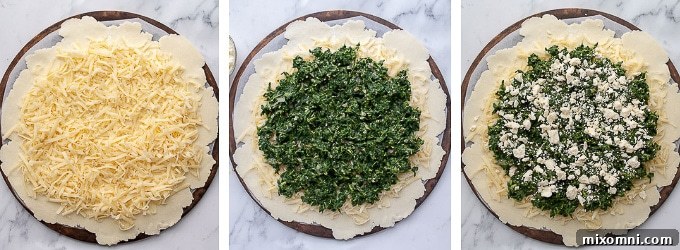 A step-by-step photographic guide on how to prepare and assemble the savory vegetable tart.