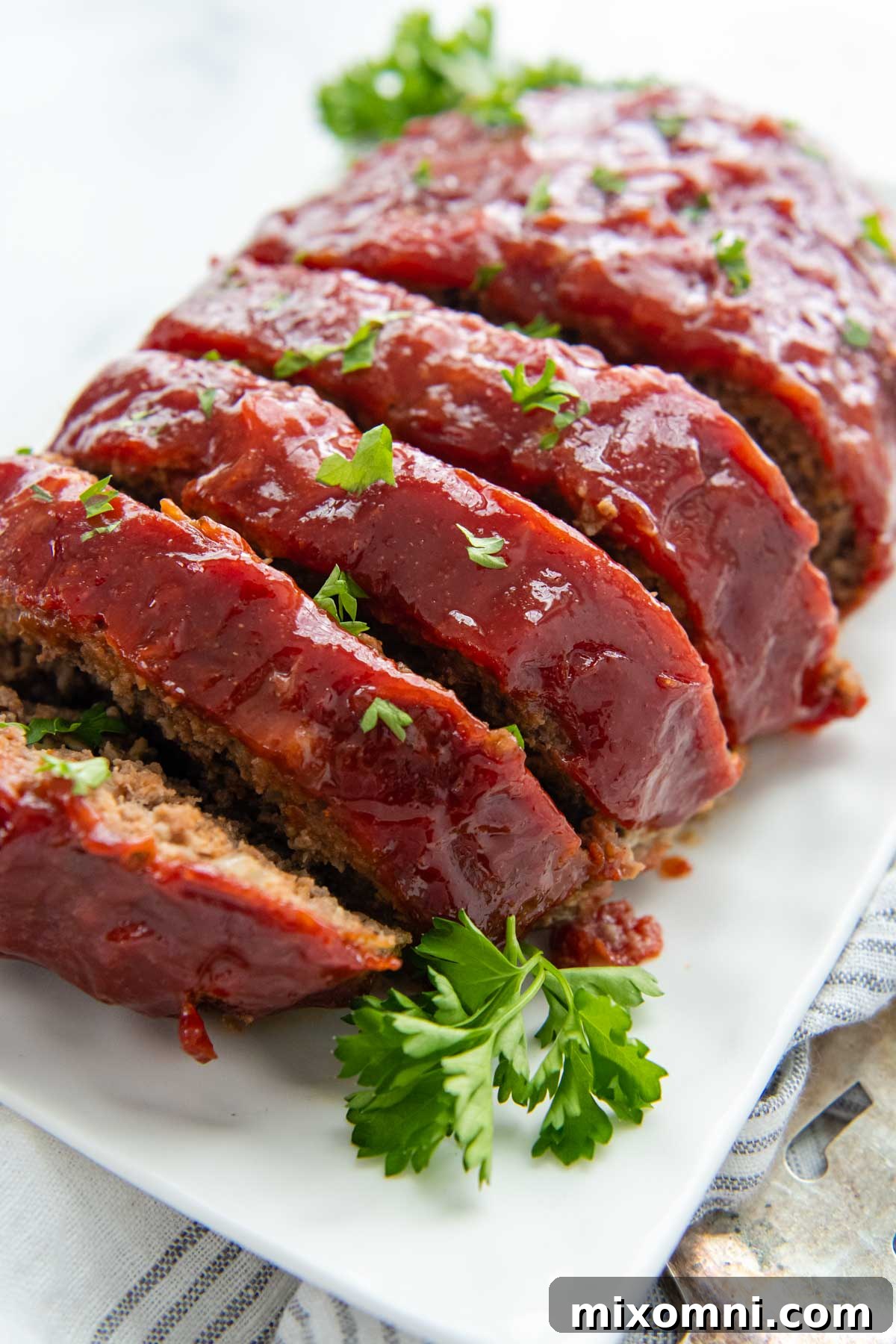 close up of ketchup glaze on top