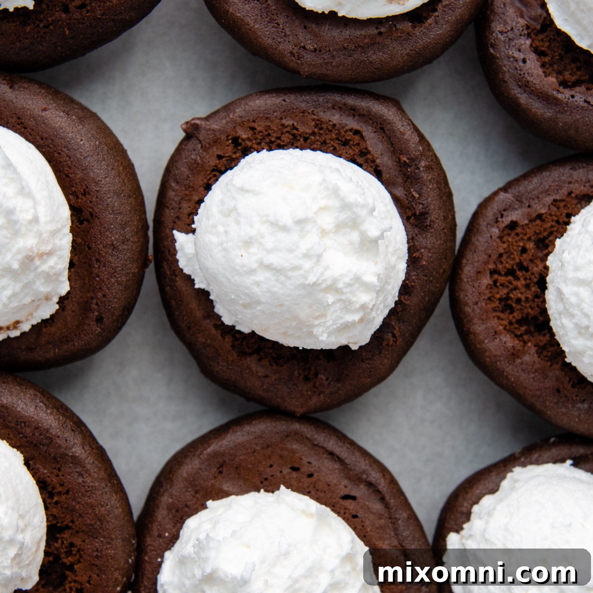the bottom half of the whoopie pies filled.