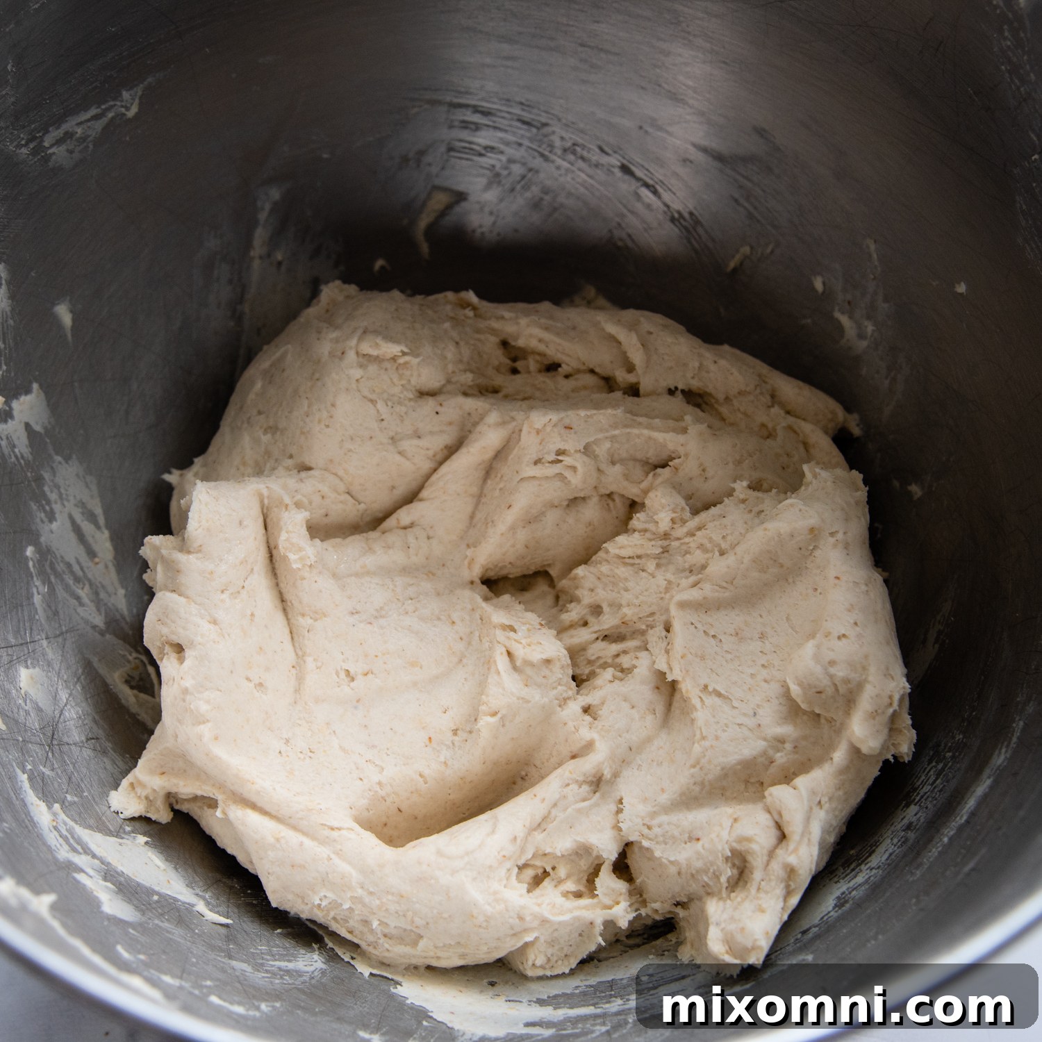 the dough in a mixing bowl.