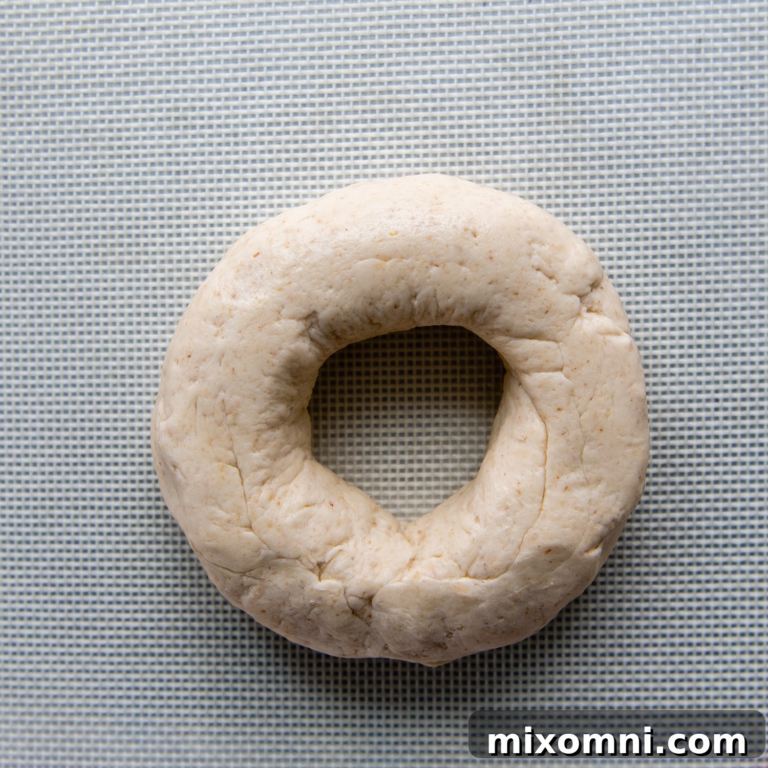 the bagel shaped into a circle before rising.