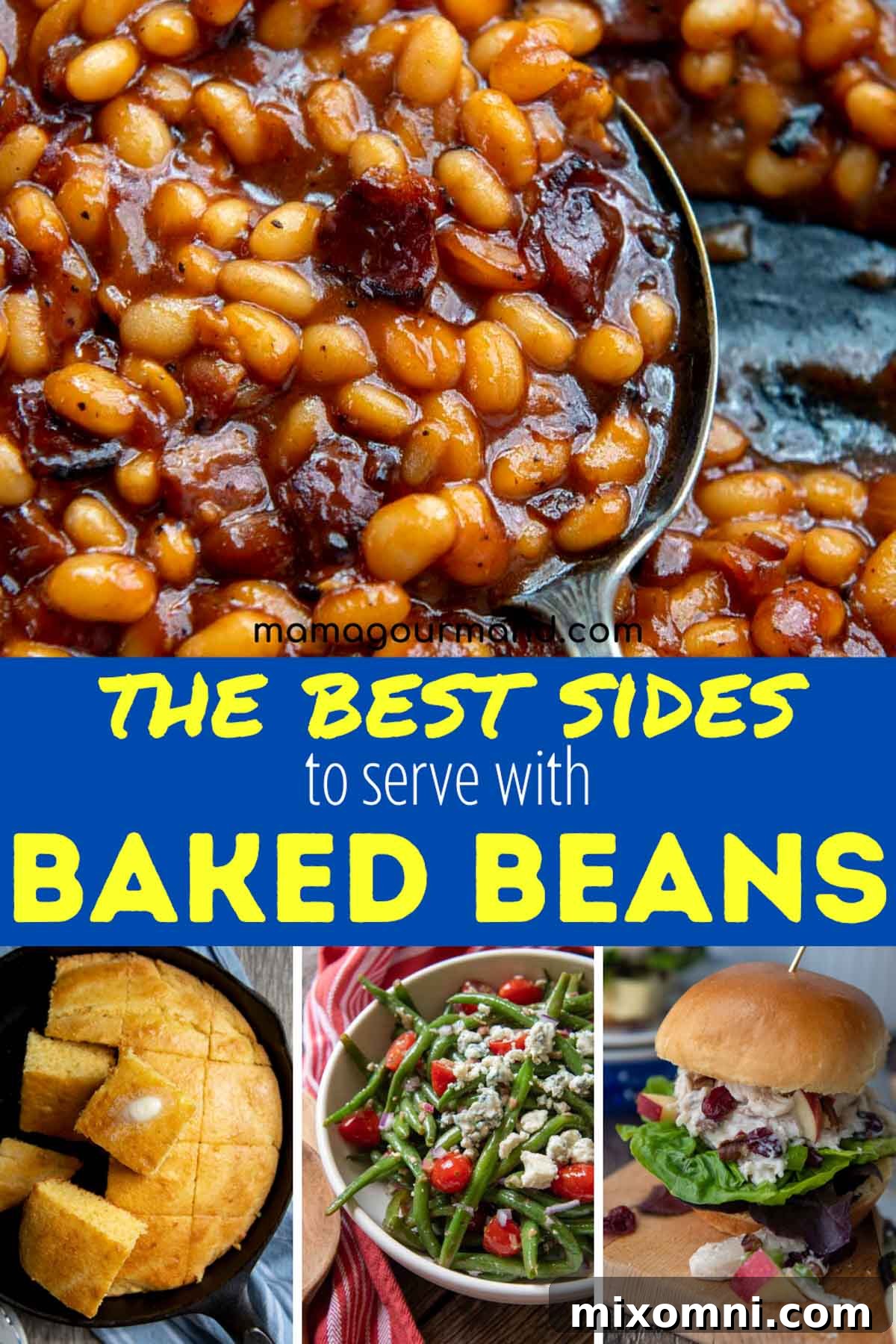 Various side dishes to serve with baked beans, including fresh salads, grilled vegetables, and breads.
