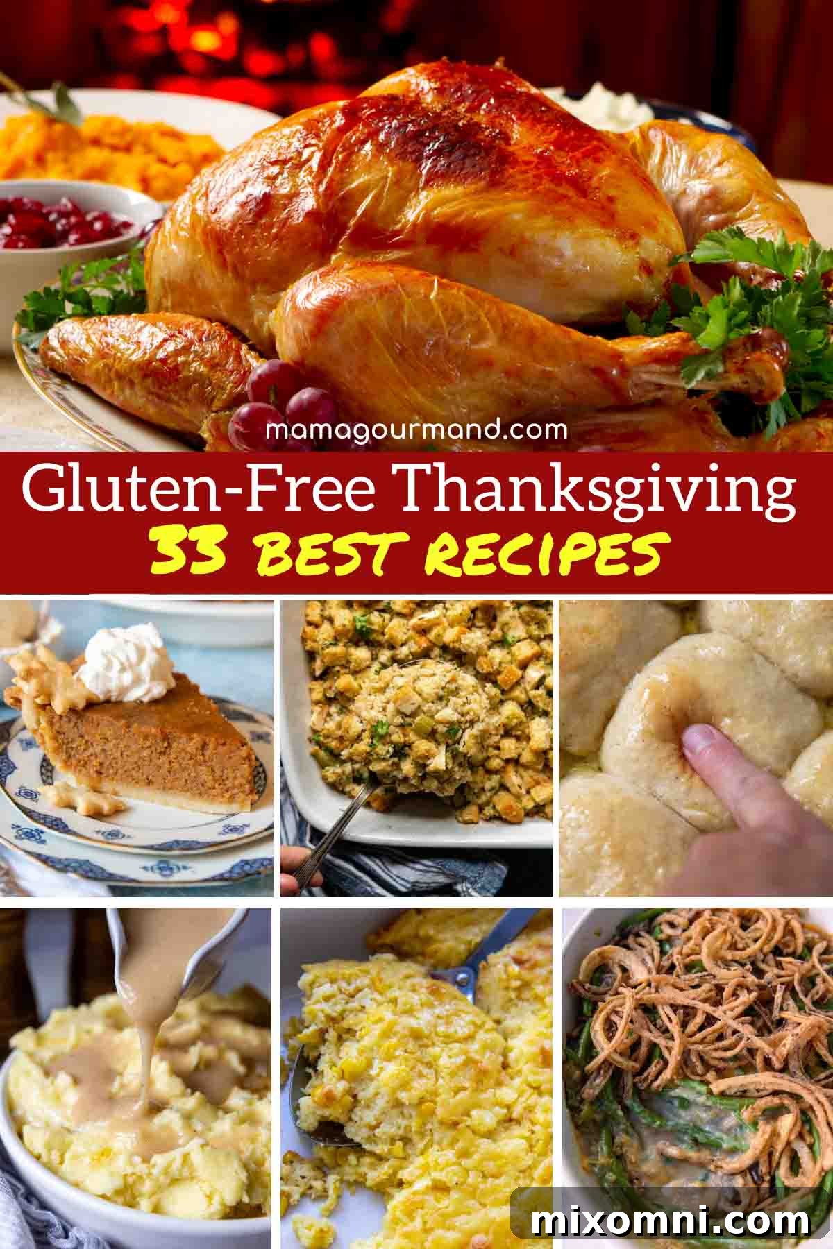 collage of gluten free Thanksgiving recipes