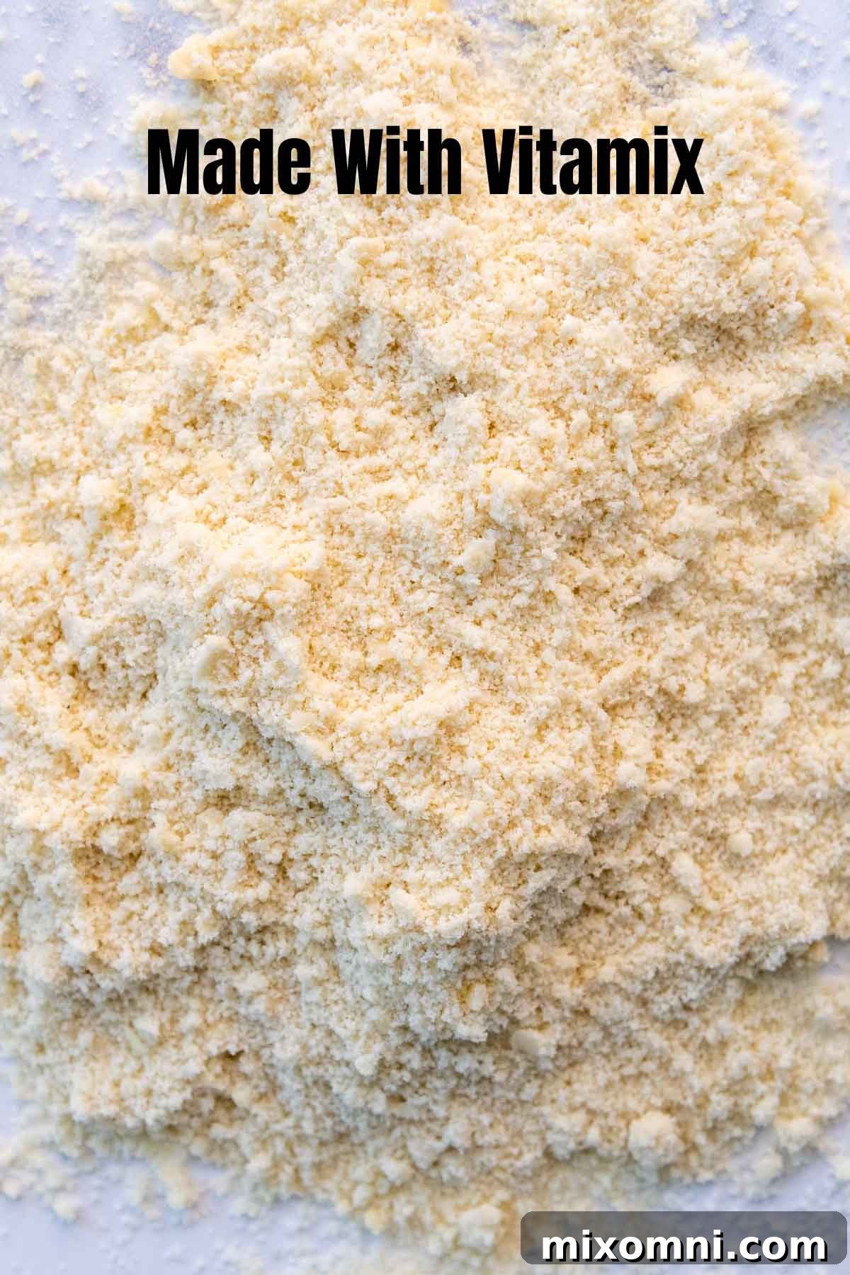 Comparison image showing fine almond flour made in a blender.