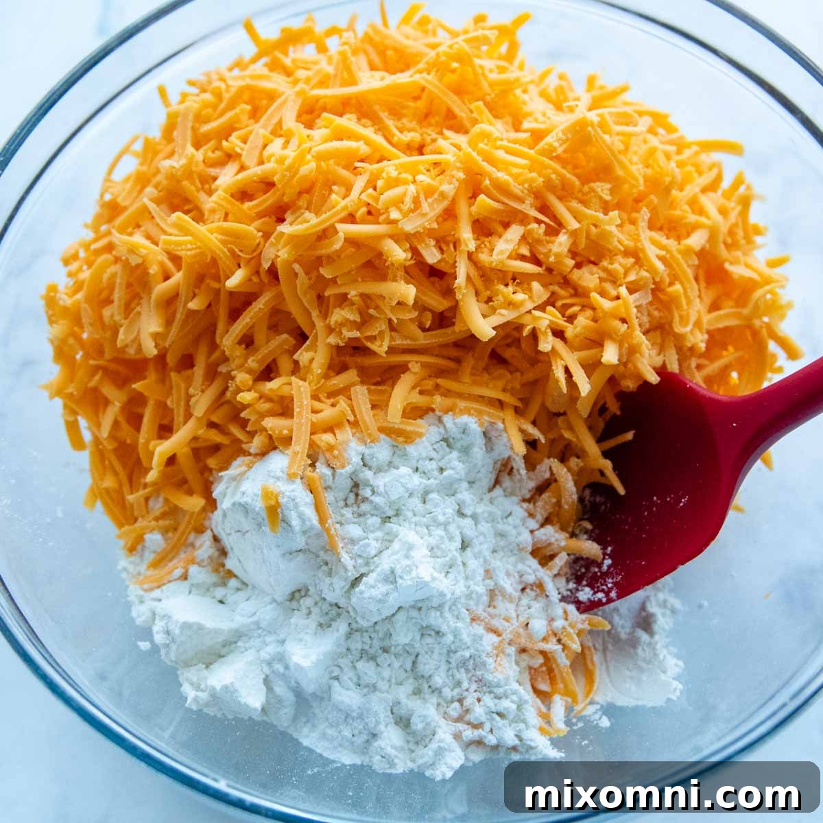 the gluten-free flour mixed with cheese.