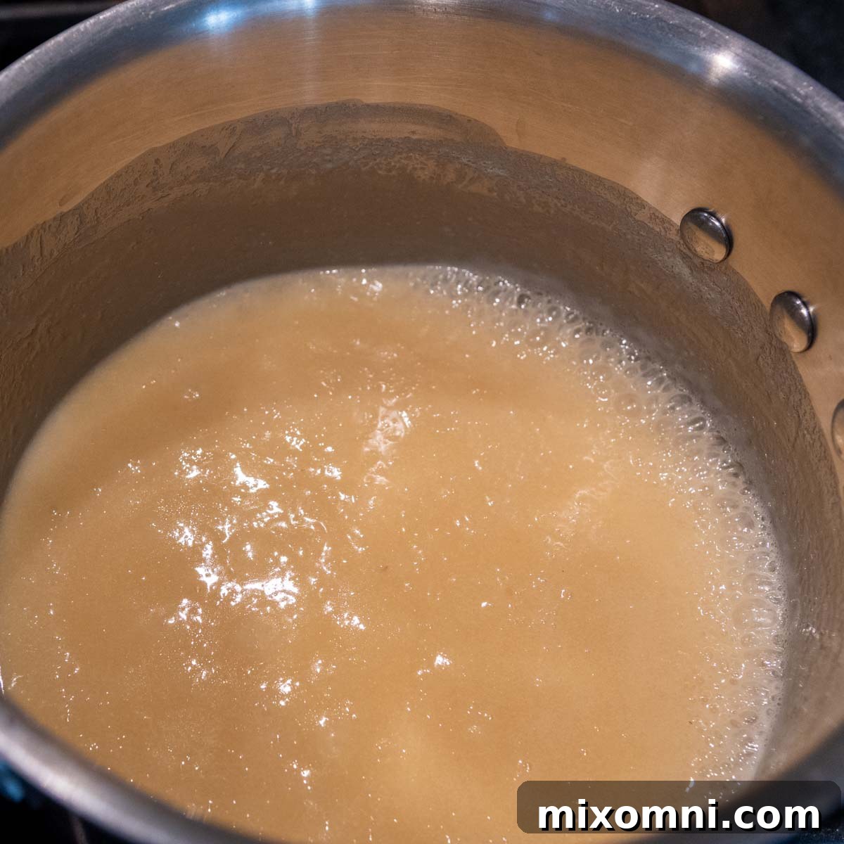 mixture slightly simmering.