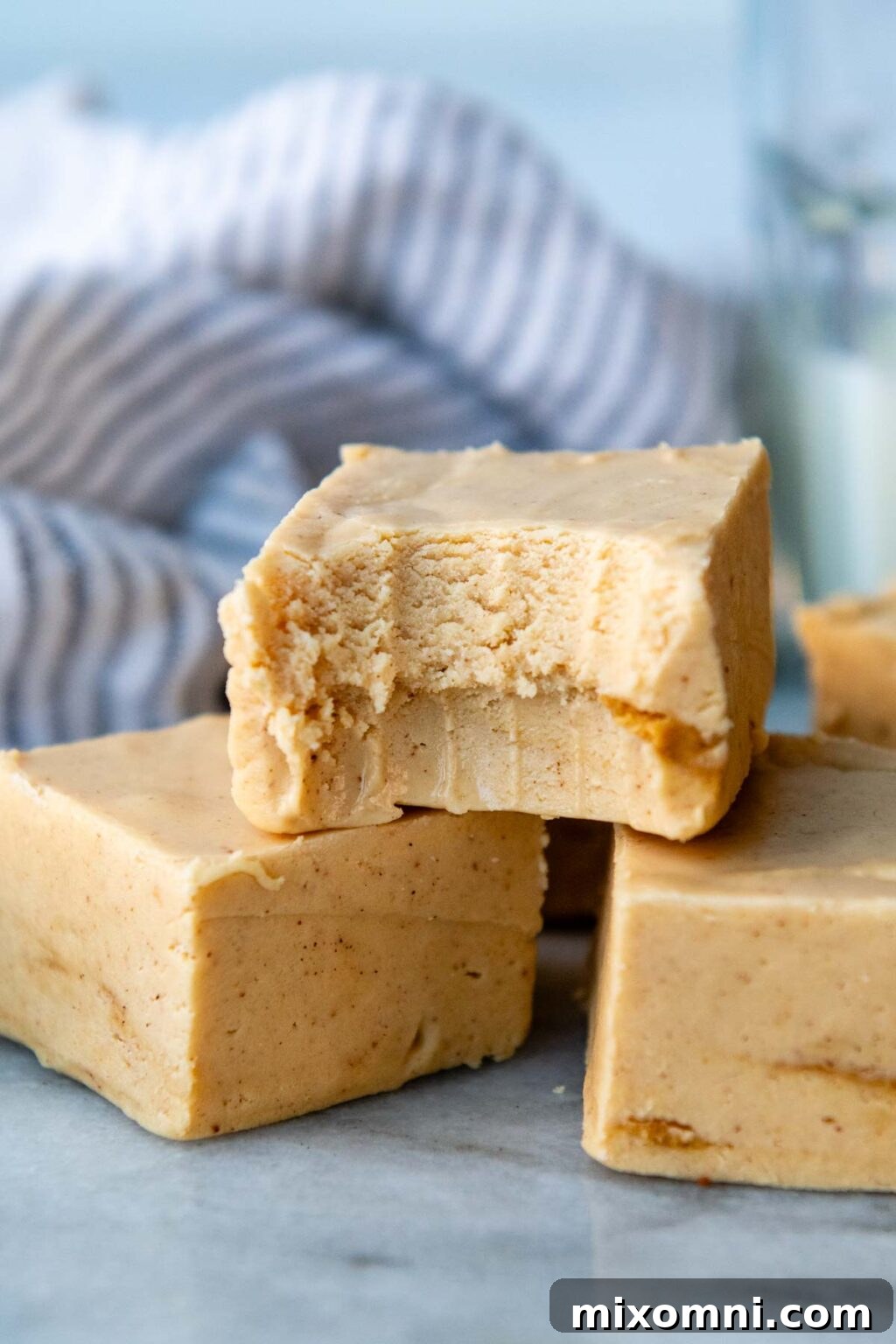 peanut butter fudge with a bite taken out.