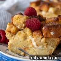 close up of the inside of a slice of gluten-free french toast casserole.