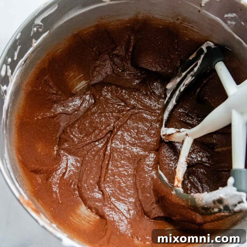 Fully combined almond flour cupcake batter in a bowl, ready for baking.