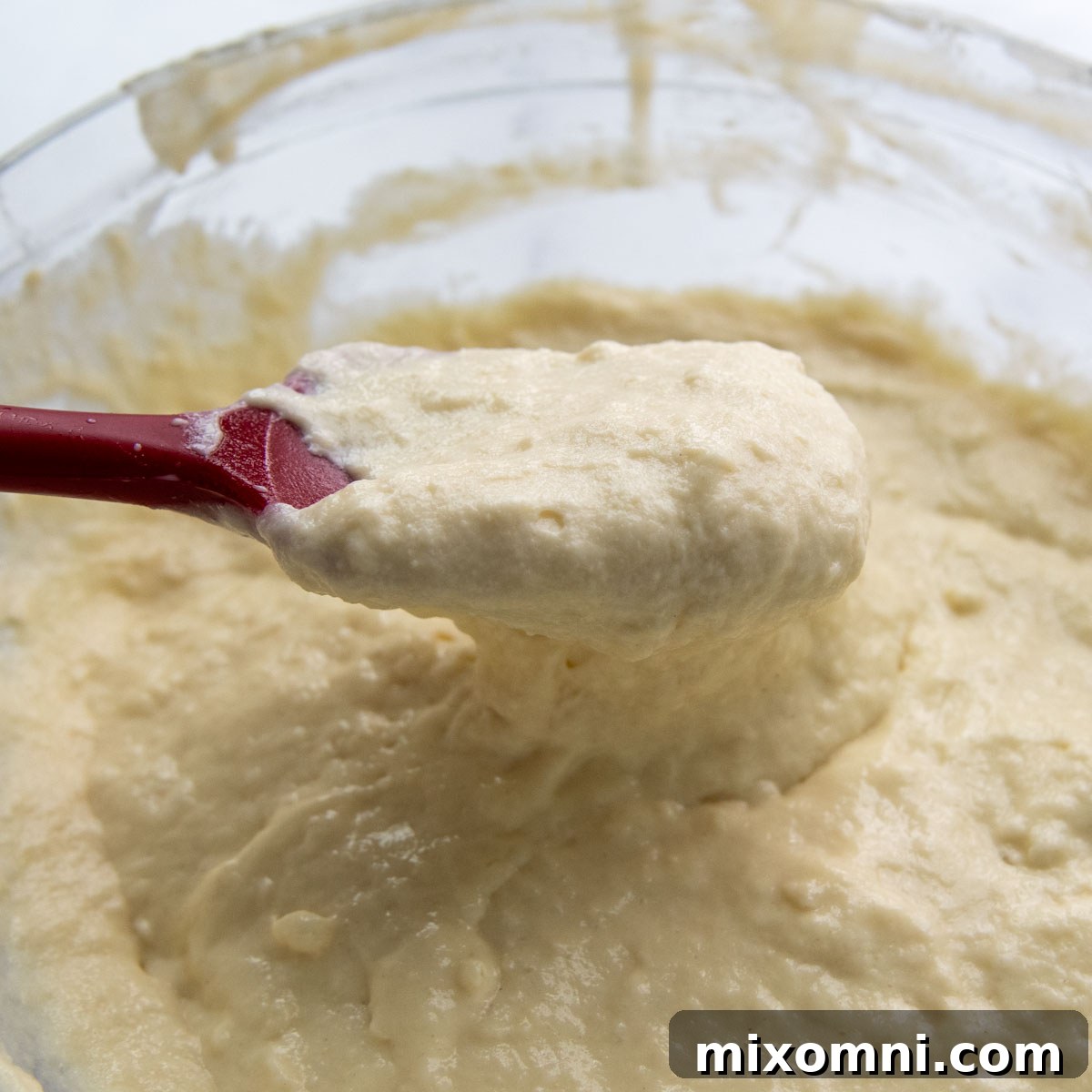 Thick, unspreadable pancake batter made with Cup4Cup gluten-free flour due to high cornstarch content.