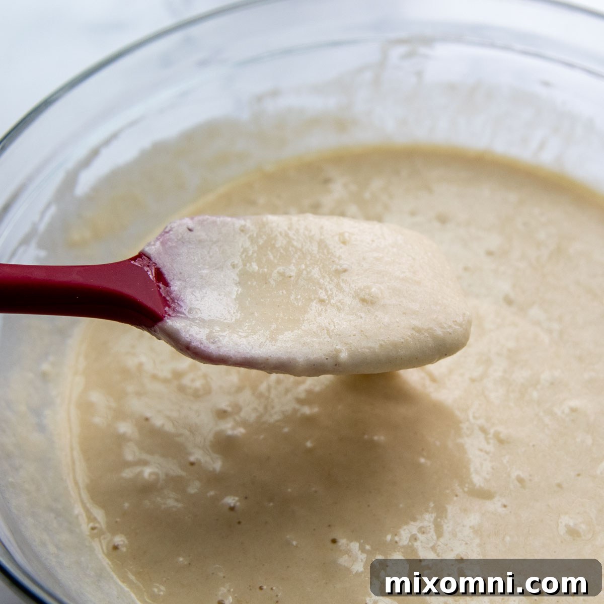 Thinner, easily spreadable pancake batter made with King Arthur Measure-for-Measure gluten-free flour.