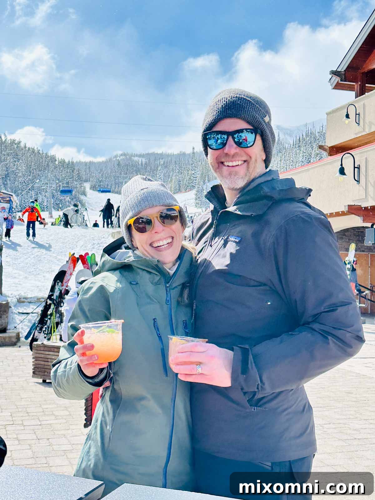 Melissa Erdelac and her husband, Ryan Erdelac, enjoying apres-ski cocktails.