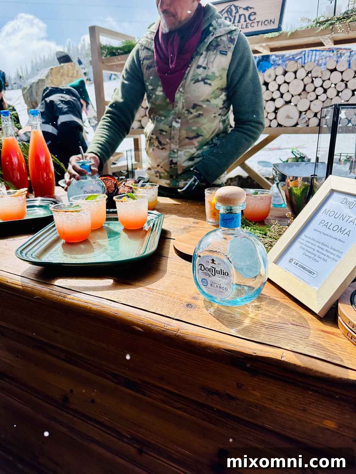 Paloma cocktails on a tray.