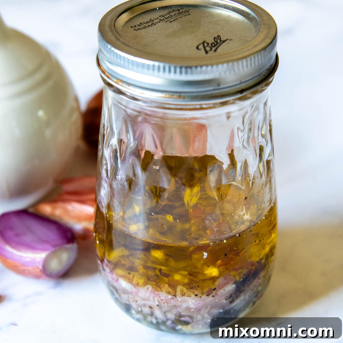 the dressing ingredients in a glass lided jar.