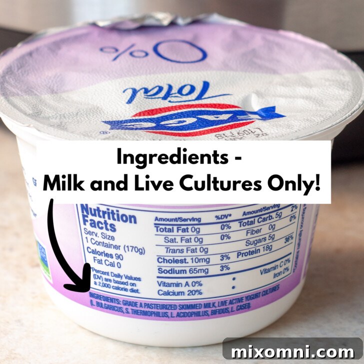 A commercial yogurt container with its ingredients list visible, highlighting potential additives.