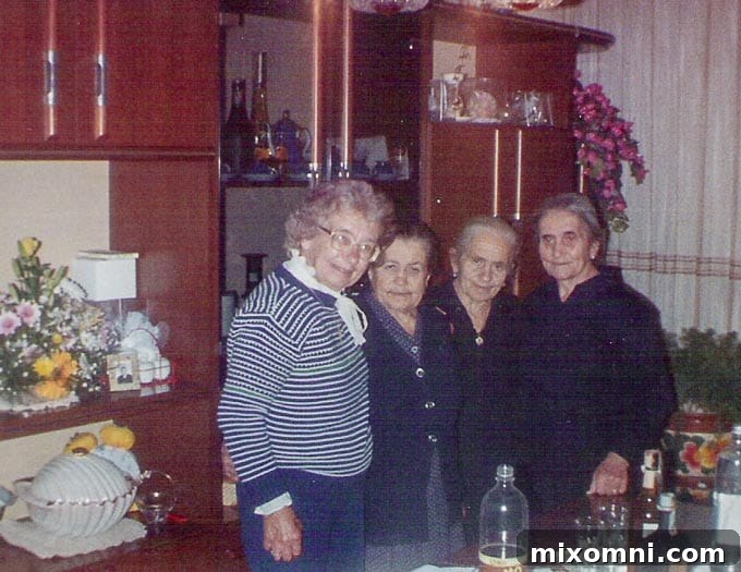 Gramma reunited with her beloved sisters during one of her visits back to Italy, a heartwarming family gathering.