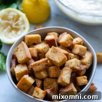 Bowl of homemade Gluten-Free Croutons.