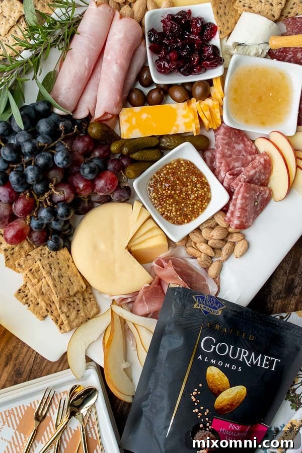overhead shot of made charcuterie platter