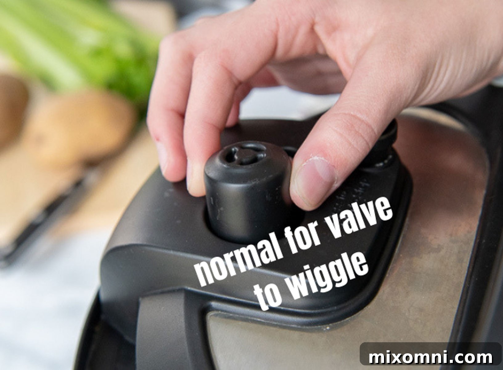 a hand checking instant pot valve