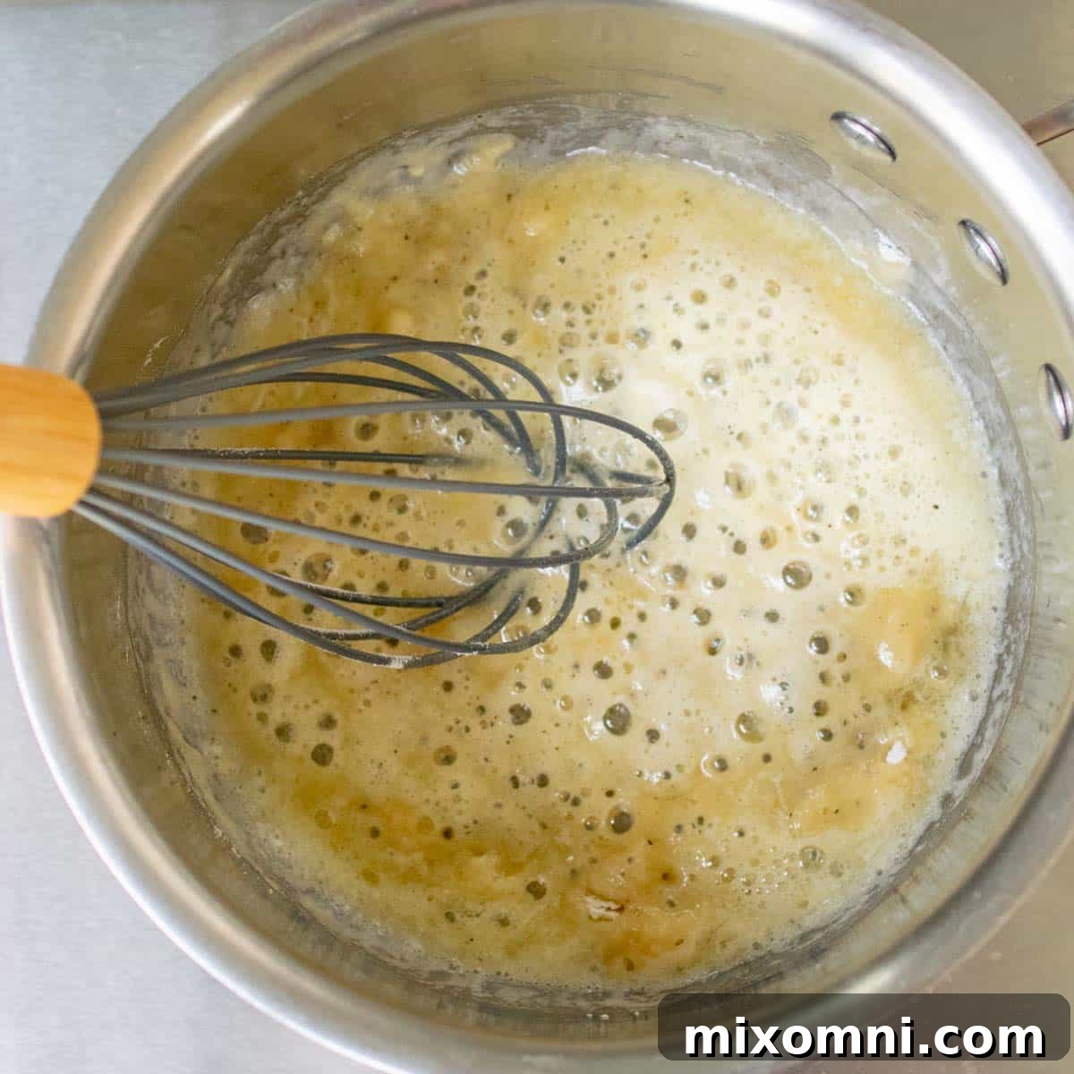 the butter and flour in a saucepan, bubbling.