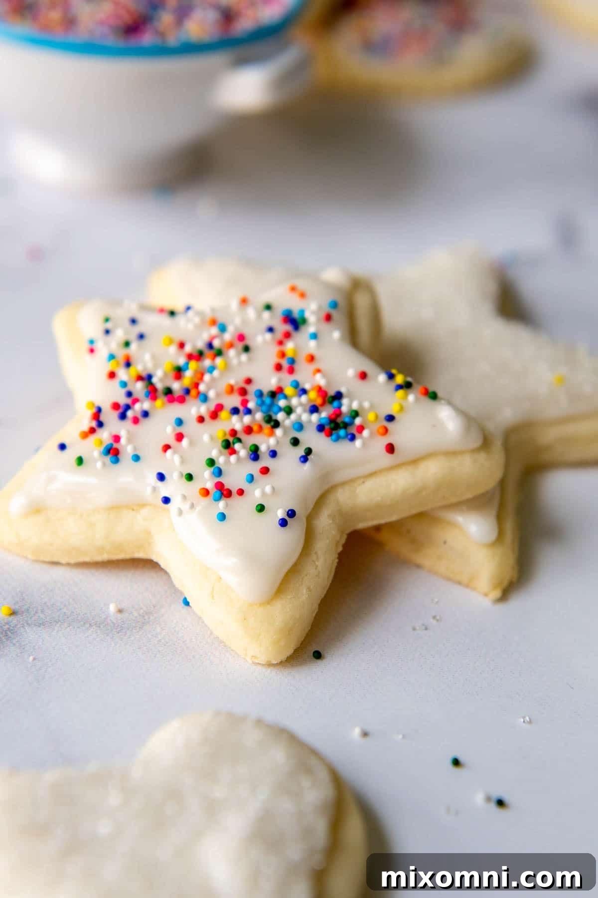 close up of gluten-free cookies with sprinkles laying around