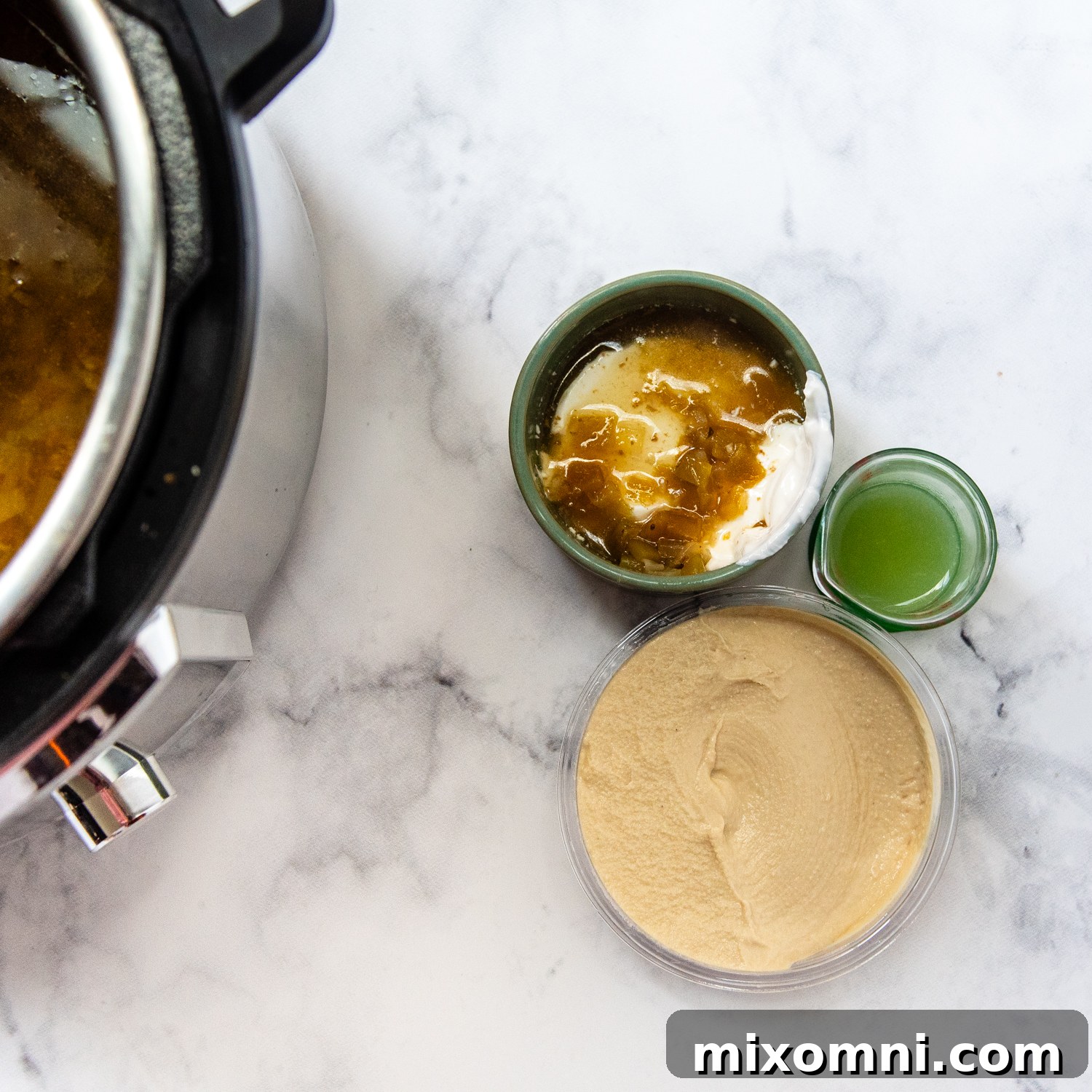 The hummus, sour cream and lime juice.