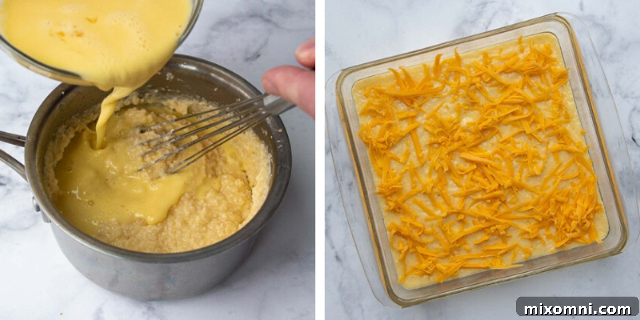 images showing how to make the grits casserole